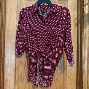 VIXBE Burgundy Polka Dot Blouse